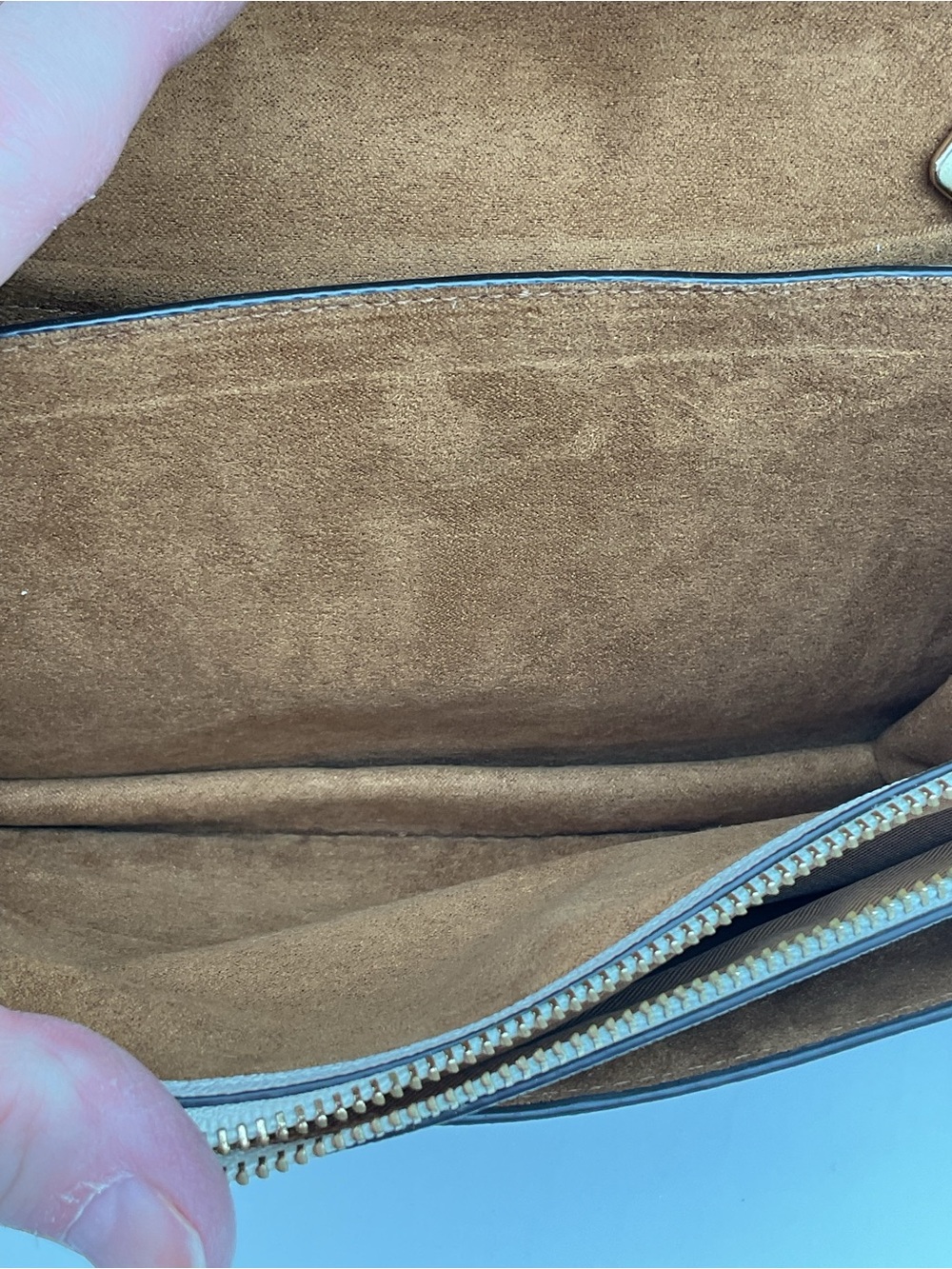 Coach Mini Klare Pebble LeatherCrossbody in Light Beige with Gold Tone Chain - Picture 10 of 16